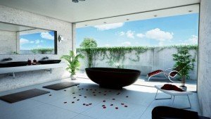 black free standing tub