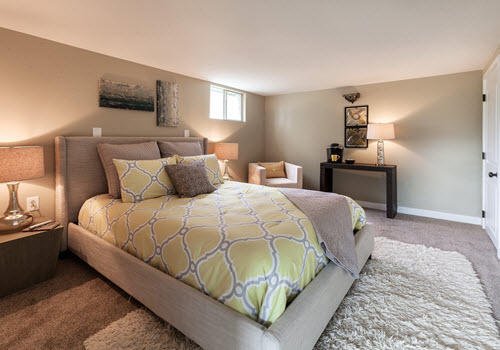 finished bedroom by basement remodeling contractor Denver