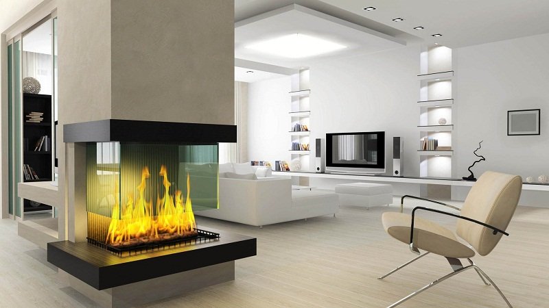 fireplace in new living room